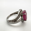 3.5ct Natural Ruby & Rose Cut Diamond Ring in Sterling Silver 925 Size N - O