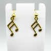 Vintage 9ct Gold Musical Note Drop Shepherds Hook Earrings 