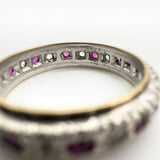 Vintage Pink & White Spinel Full Eternity Ring in 9ct Gold & Silver Size K - L