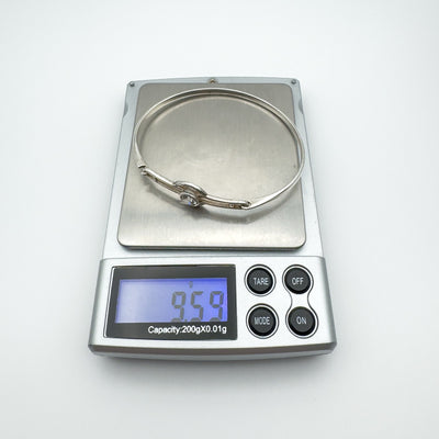 Contemporary / Modernist 2ct CZ Bangle in Sterling Silver 925 by Kit Heath