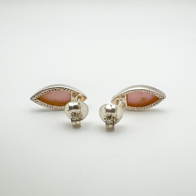 Marquis Pink Mother of Pearl Stud / Drop Earrings in Sterling Silver 925