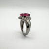 3.5ct Natural Ruby & Rose Cut Diamond Ring in Sterling Silver 925 Size N - O