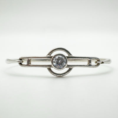 Contemporary / Modernist 2ct CZ Bangle in Sterling Silver 925 by Kit Heath