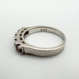 0.50ct Garnet 5 Stone Band / Ring in Sterling Silver 925 Size L