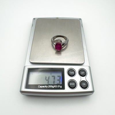 3.5ct Natural Ruby & Rose Cut Diamond Ring in Sterling Silver 925 Size N - O