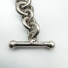 Chunky 18” Donut Links Chain T-Bar & Heart Charm Necklace Sterling Silver 98g