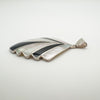 Art Deco Style Black Onyx & White Mother of Pearl Fan Pendant Sterling Silver