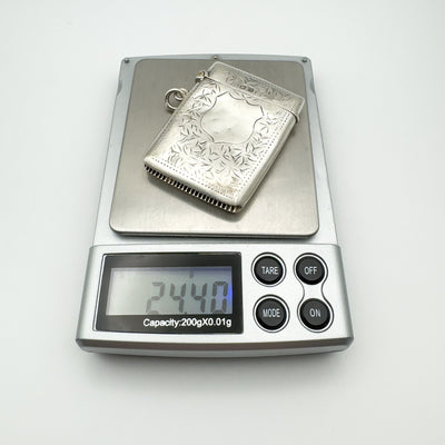 Antique Engraved Vesta Case Chunky Locket in Sterling Silver 925 (Birm 1912) 24g