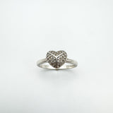 Puffy Diamond Heart Engagement Ring in Sterling Silver 925 Size N - O Stacking