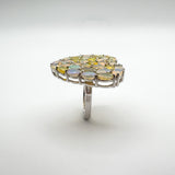 Huge 7.20ct Welo Fire Opal Heart Cocktail Ring in Sterling Silver 925 Size K - L