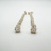 Long Dangly 3.40ct CZ Drop Earrings in Sterling Silver 925
