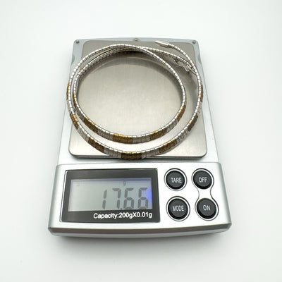 Two Tone Flat Link 16” Collar Necklace in Sterling Silver 925