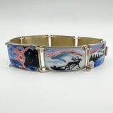 Vintage Norwegian Enamelled Bracelet in Sterling Silver 925