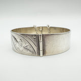 Vintage Floral Engraved Foliate Bangle in Sterling Silver 925 (Birm 1969) 37g