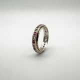 Vintage Pink & White Spinel Full Eternity Ring in 9ct Gold & Silver Size K - L