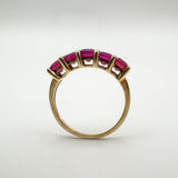Chunky 9ct Gold 2.35ct Ruby 5 Stone Ring Size O - P Wedding Eternity Stacking