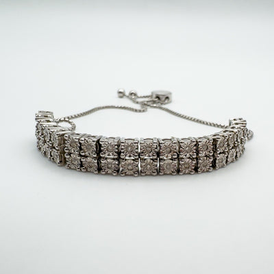 0.20ct Natural Diamond Bar Toggle Tennis Bracelet in Sterling Silver 925