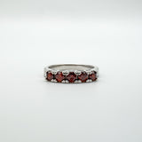 0.50ct Garnet 5 Stone Band / Ring in Sterling Silver 925 Size L