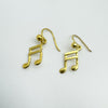 Vintage 9ct Gold Musical Note Drop Shepherds Hook Earrings 