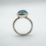 Pandora Aqua Blue Poetic Droplet Ring in Sterling Silver 925 Size 52 L - M