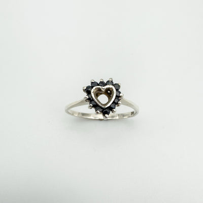0.24ct Blue Sapphire Heart Ring in Sterling Silver 925 Size P - Q