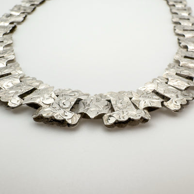 Antique Victorian 17” Book Chain Collar / Necklace in Sterling Silver 925 30g