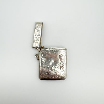 Antique Engraved Vesta Case Chunky Locket in Sterling Silver 925 (Birm 1912) 24g