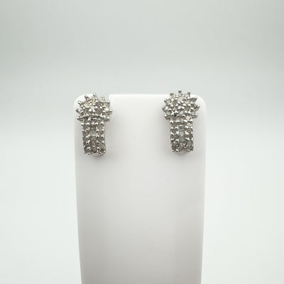 Celestial Diamond Drop Shooting Star Earrings in Sterling Silver 925