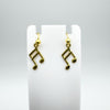 Vintage 9ct Gold Musical Note Drop Shepherds Hook Earrings 