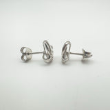 Natural Diamond Lovers Knot Stud Earrings in Sterling Silver 925 NEW