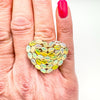 Huge 7.20ct Welo Fire Opal Heart Cocktail Ring in Sterling Silver 925 Size K - L
