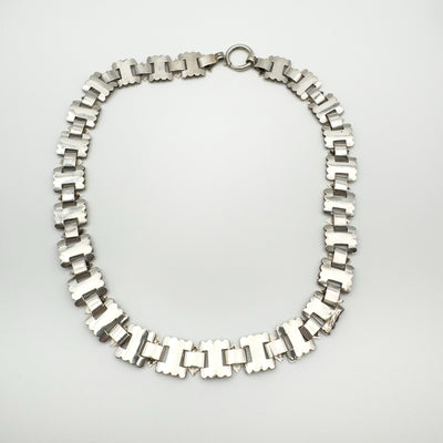 Antique Victorian 17” Book Chain Collar / Necklace in Sterling Silver 925 30g