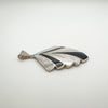 Art Deco Style Black Onyx & White Mother of Pearl Fan Pendant Sterling Silver