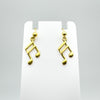 Vintage 9ct Gold Musical Note Drop Shepherds Hook Earrings 